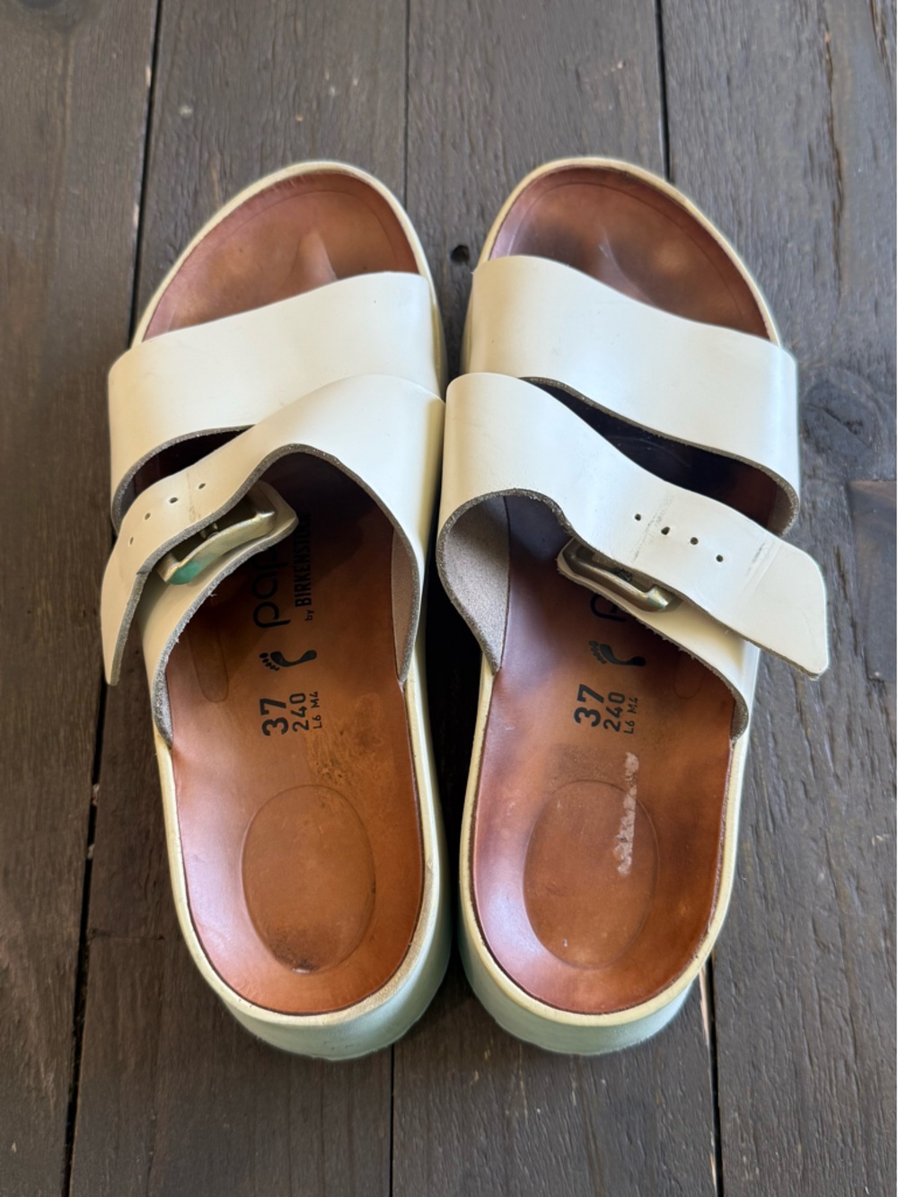 Papillio by Birkenstock Platform Sandals Neutral Cream Statement Minimal Size 37 - Picture 14 of 16